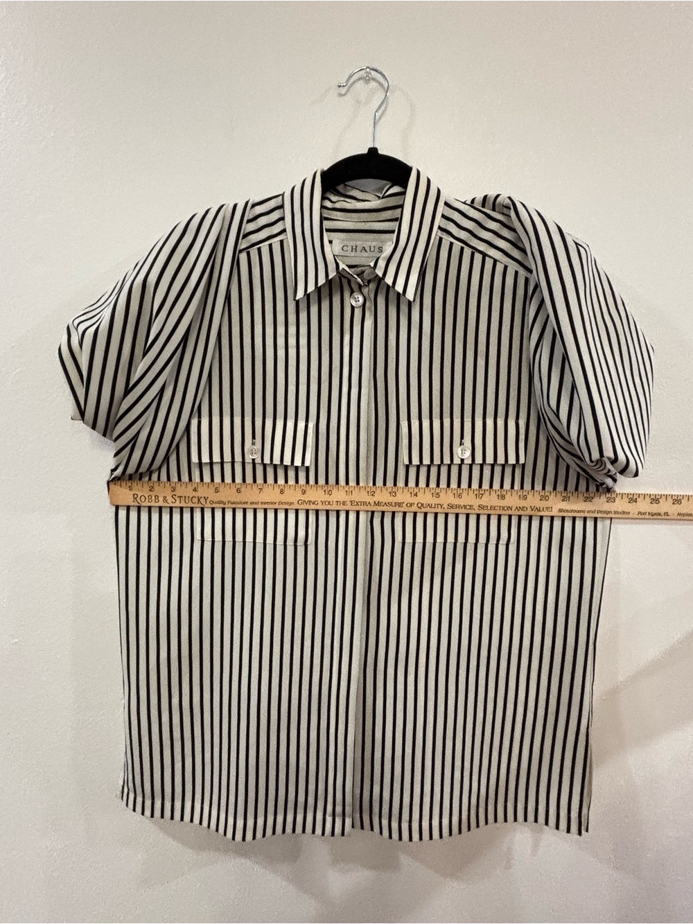 Chaus Cream and Black Striped Button-Up Blouse - Picture 13 of 15